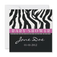Black & Pink Zebra Baby Shower Invitations zazzle_invitation