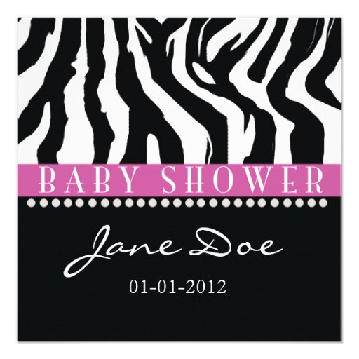 zebra pink invitations