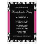 Black & Pink Zebra Bachelorette Party Invitations