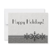 Black Pinstripe Holiday Snowflake Invitation