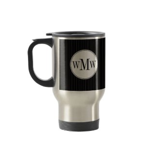 Black Pinstripe Monogram Mug mug