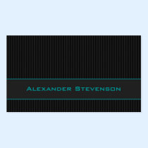 Black Pinstripes, Teal Professional business cards