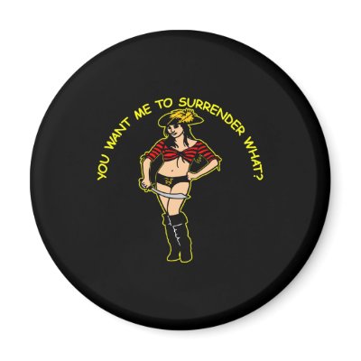 Black Pirate Girl Surrender What Fridge Magnets by WhiteTiger_LLC