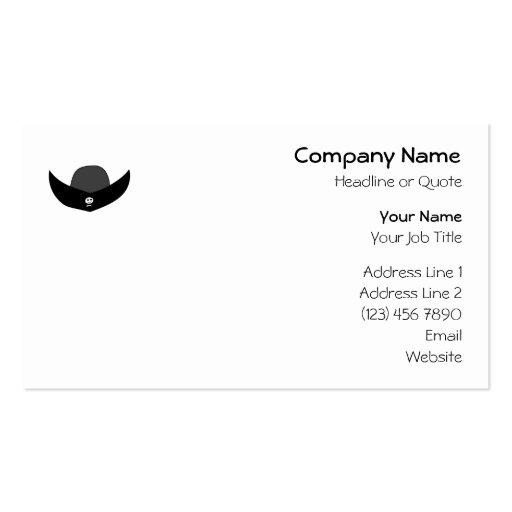 Black Pirate Hat Illustration. Business Card