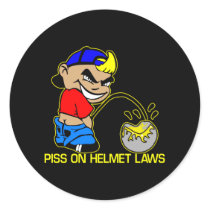 Black Piss Helmet Laws Round Sticker
