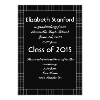 Black Plaid Graduation Invitation