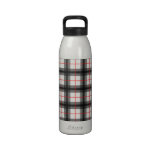 Black Plaid Water Bottle