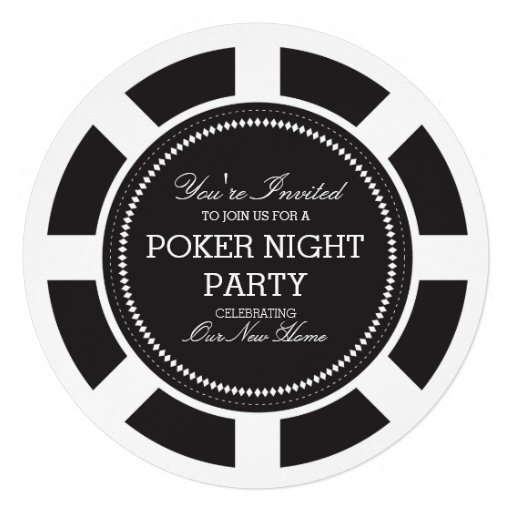 Black Poker Chip Game Night Party Invitation (front side)