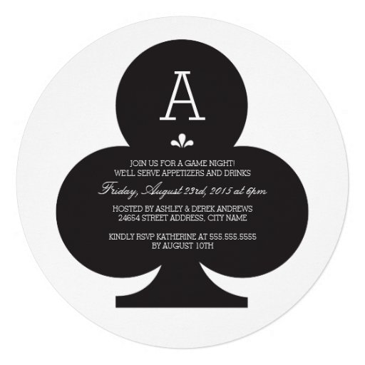 Black Poker Chip Game Night Party Invitation
