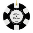 Black poker chip lucky in love couple photo vegas ornament