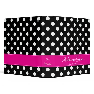 Black Polka Dot and Hot Pink Personalized Wedding Binder