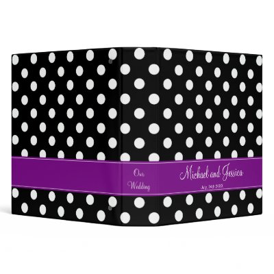 Black Polka Dot and Purple Personalized Wedding Vinyl Binder