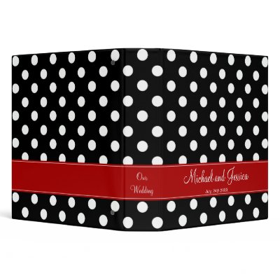 Black Polka Dot and Red Personalized Wedding 3 Ring Binders