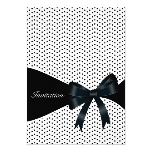 Black Polka Dot Birthday Party Personalized Announcements