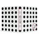 Black Polka Dot Fashion Monogram Binder