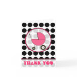 Black Polka Dot / Pink Baby Carriage Thank You cards