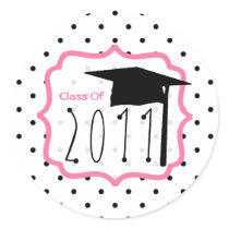 Black Polka Dot & Pink Class of 2011 Graduation Sticker