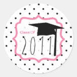 Black Polka Dot & Pink Class of 2011 Graduation Sticker