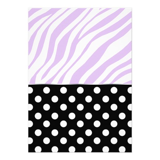 Black Polka Dot Purple Zebra Print Baby Shower Personalized Invites