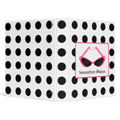 Black Polka Dot & Retro Pink Sunglasses Vinyl Binders by thepinkschoolhouse