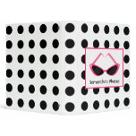 Black Polka Dot &amp; Retro Pink Sunglasses Vinyl Binders