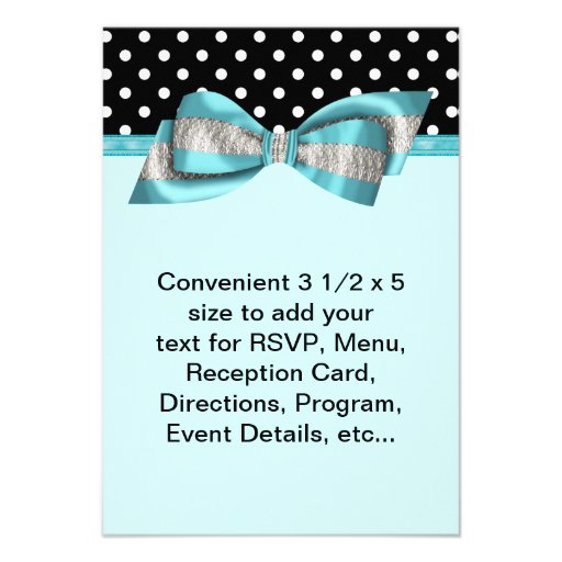 Black Polka Dot Teal Blue RSVP Template Invitations