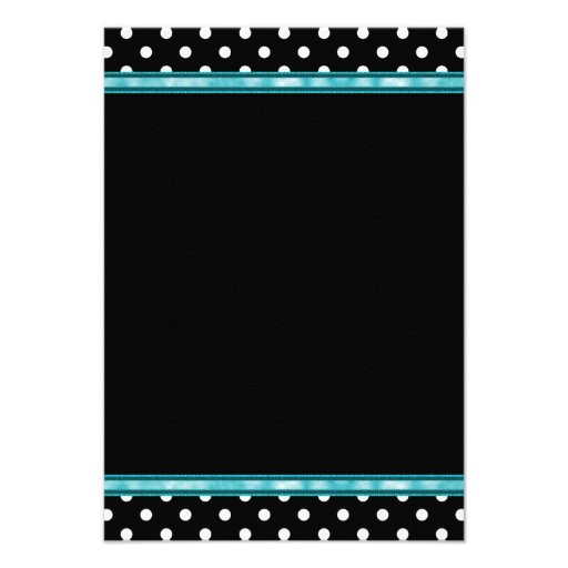 Black Polka Dot Teal Blue RSVP Template Invitations