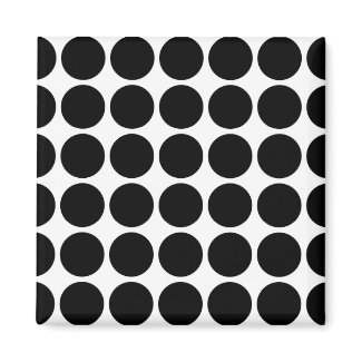 Black Polka Dots on White 2 Inch Square Magnet