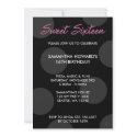 Black Polka Dots Sweet 16 Birthday invitations