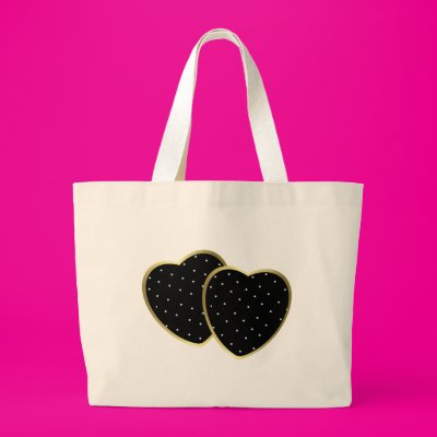 Black Polka Dotted Hearts Canvas Bags Zazzle_bag