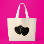 Black Polka Dotted Hearts Canvas Bags