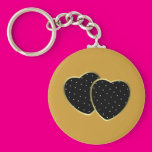 Black Polka Dotted Hearts Keychains