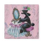 Black Poodle Boudoir Retro Art Magnet Black Poodle Boudoir Retro Art Magnet