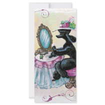 Black Poodle Boudoir Retro Art Photo Card Custom Rack Cards