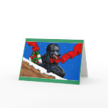 Black Poodle Christmas Art Greeting Cards