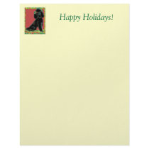 Black Poodle Christmas Holly Art Gifts & Cards Custom Letterhead