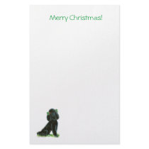 Black Poodle Christmas Holly Art Gifts & Cards Customized Stationery