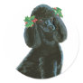 Black Poodle Christmas Holly Art Gifts & Cards Stickers