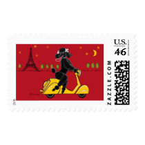 Black Poodle Eiffel Tower Pet Art Gifts Postage Stamps