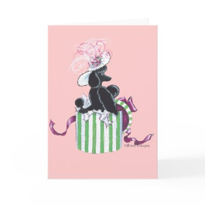 Black Poodle Hatbox Retro Art Print Card by greerdesign