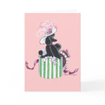 Black Poodle Hatbox Retro Art Print cards