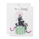 Black Poodle Hatbox Retro Art Print Custom Invitation