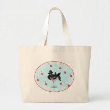 Black Poodle in Champagne Glass n Cherries Tote Bags