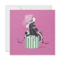 Black Poodle in Hatbox Vintage Style invitations by greerdesign Black Poodle in Hatbox Vintage Style invitations