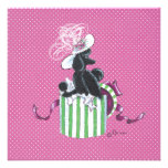 Black Poodle in Hatbox Vintage Style Custom Invitations