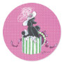Black Poodle in Hatbox Vintage Style Stickers