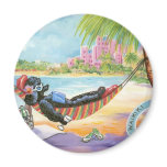 Black Poodle in Hawaii Beach Scene Magnet
