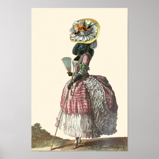 Black Poodle in Marie Antoinette Costume Print