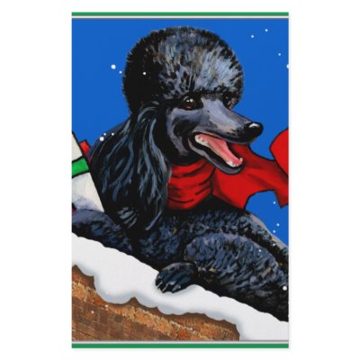 Black Poodle n Packages Christmas Holiday Art Personalized Stationery by greerdesign
