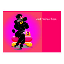 Black Poodle on Phone Retro Design Business Cards